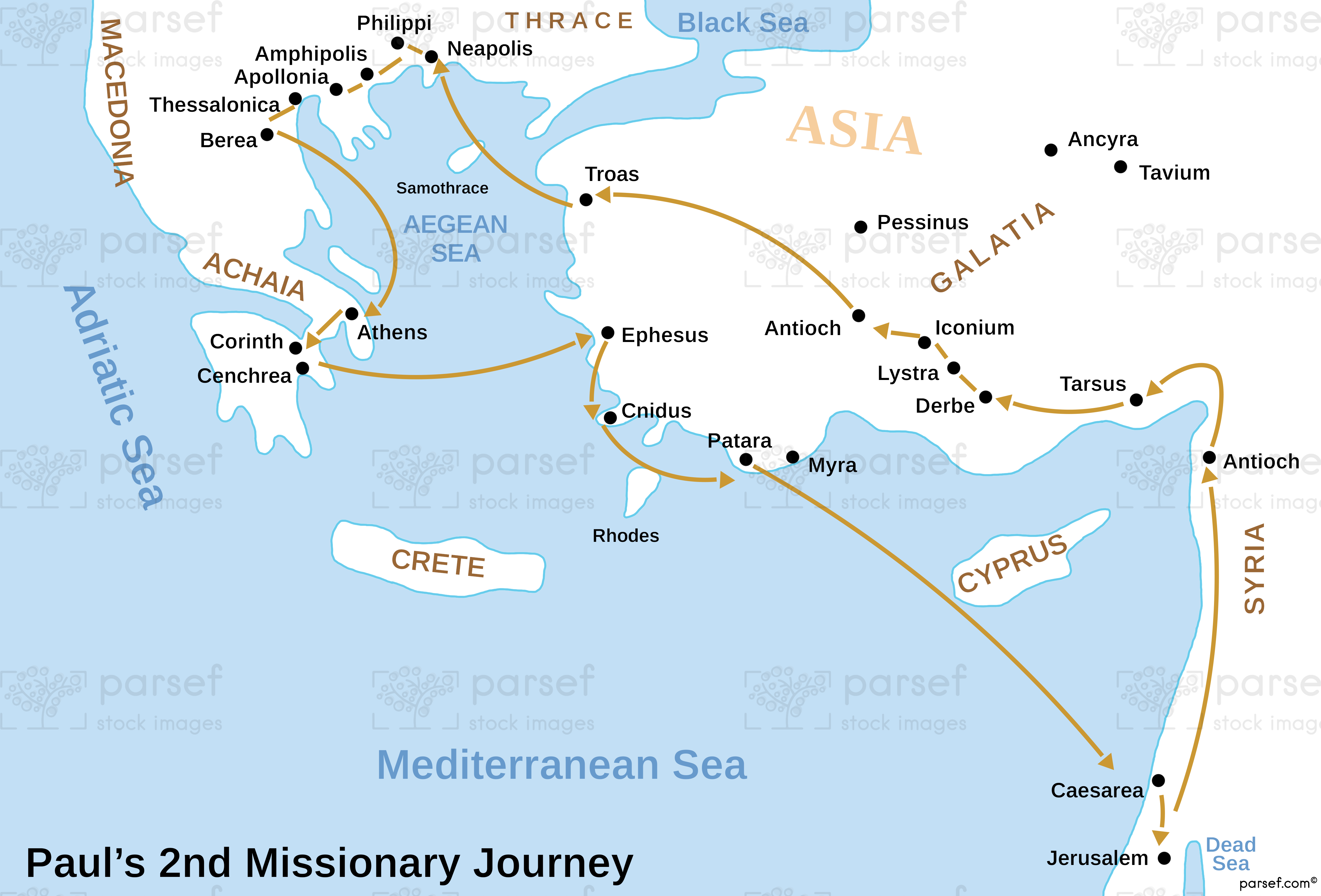 Acts Pauls Second Missionary Journey Map bible map