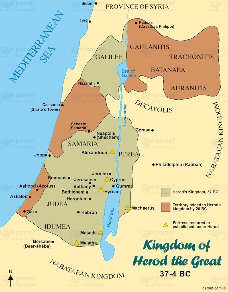 Herod the Great’s Kingdom Map bible map